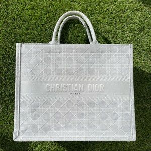 Grey Dior Book Tote Bag